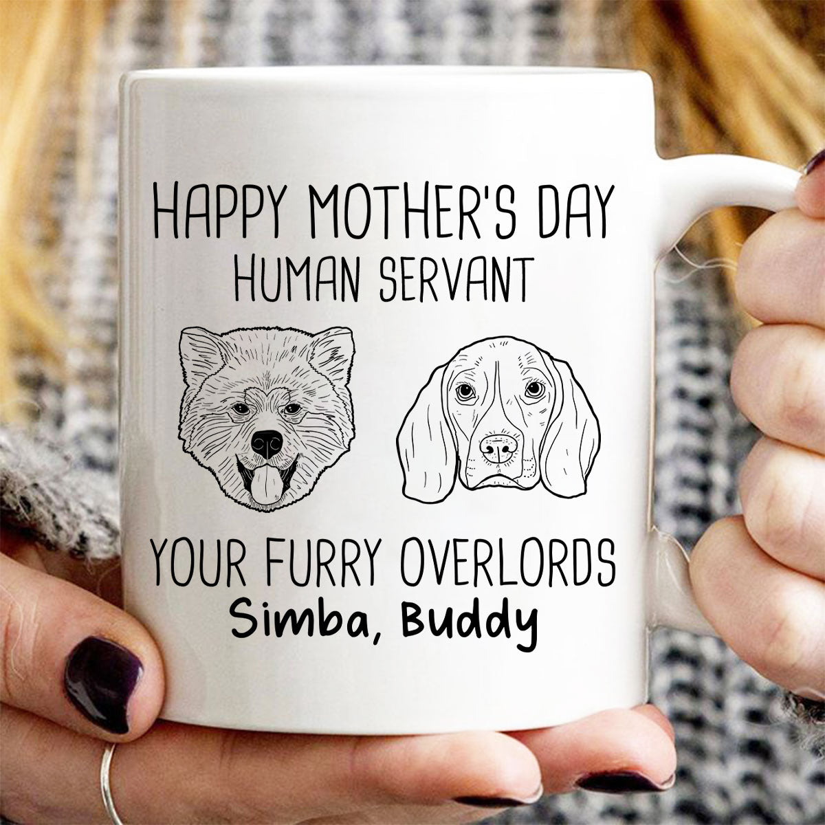 Good Morning Happy Mother‘s Day Dog Head Outline Personalized Mug