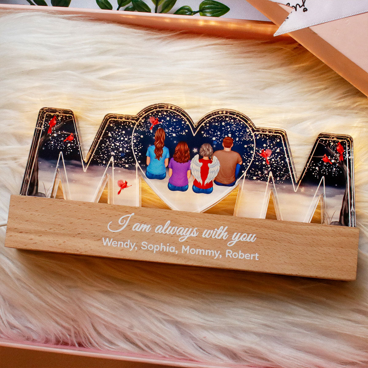 I'm Always With You Memorial Personalized LED Night Light, Sympathy Gift For Loss Mom