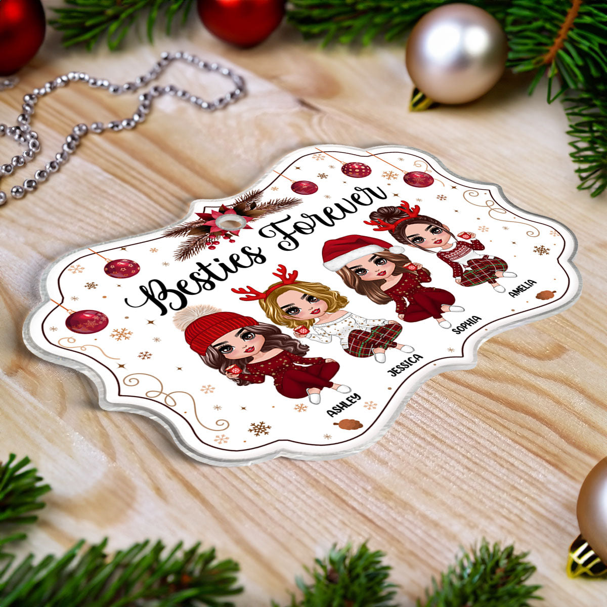 Happy Besties Forever Personalized Acrylic Ornament