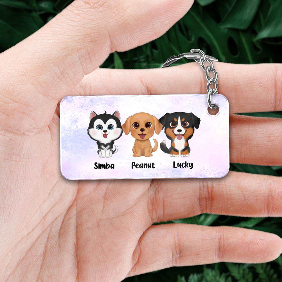 My Pets Home Alone Watercolor Dog Cat Personalized Acrylic Keychain