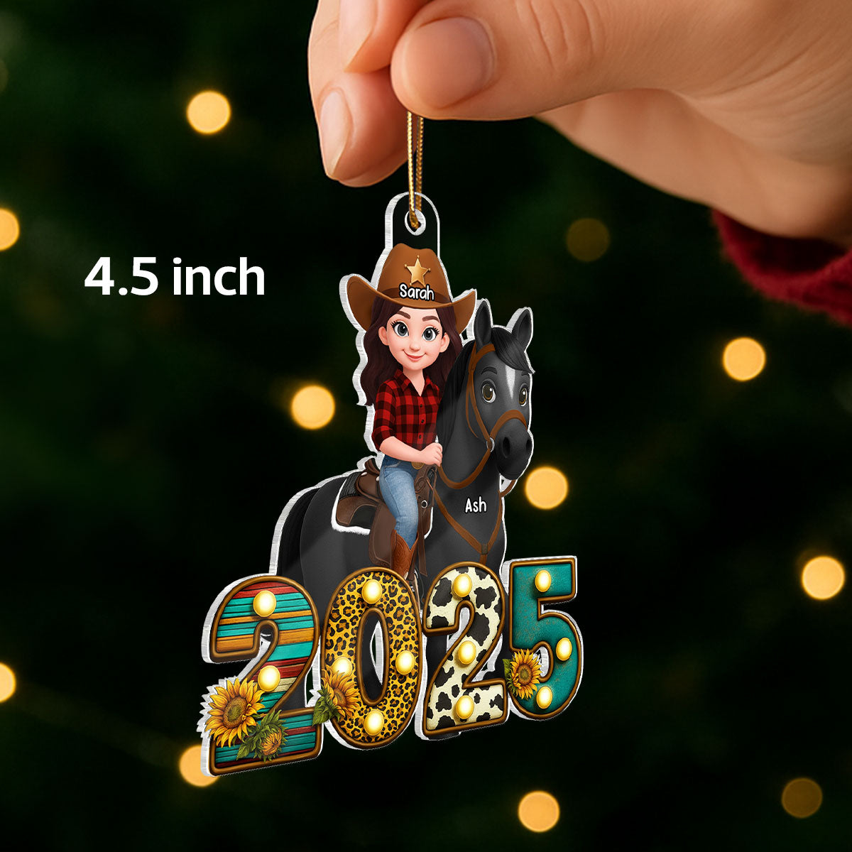 2025 Western Cowgirl And Her Horse 3D Effect - Personalized Acrylic Ornament
