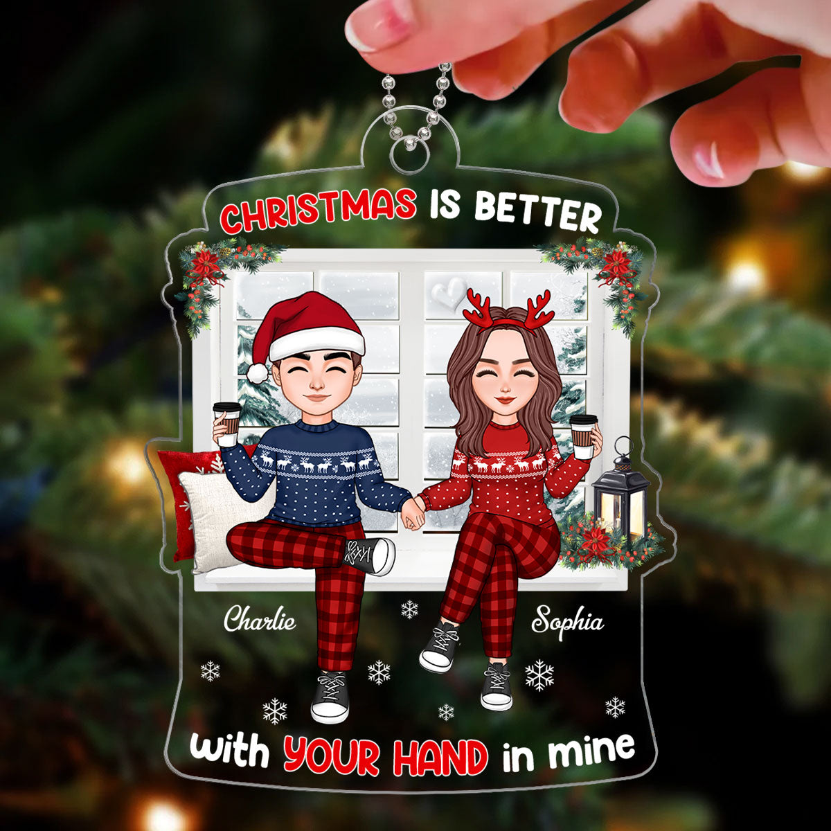 Couple Sitting By The Window Personalized Acrylic Ornament
