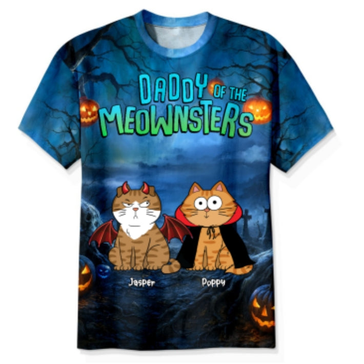 Halloween Night Mommy Daddy Of The Monsters Cats Personalized Shirt, Spooky Halloween Costume For Cat Lovers