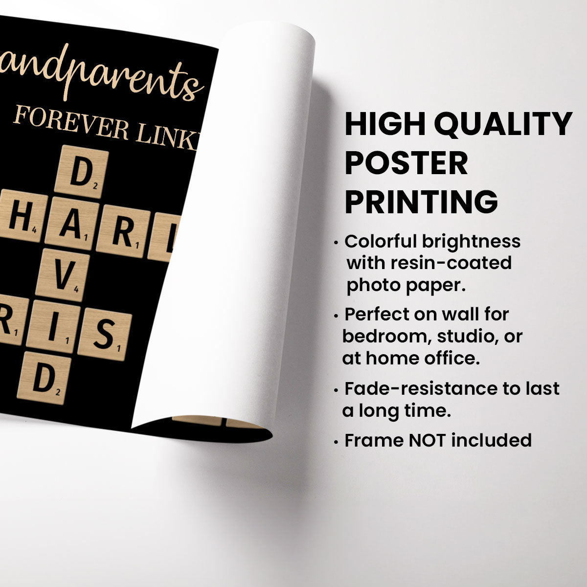 Grandma & Grandkids Forever Linked Together Crossword Puzzle - Personalized Poster - Unique Gift For Large Family, Parent, Grandma, Siblings, Brothers, Sisters
