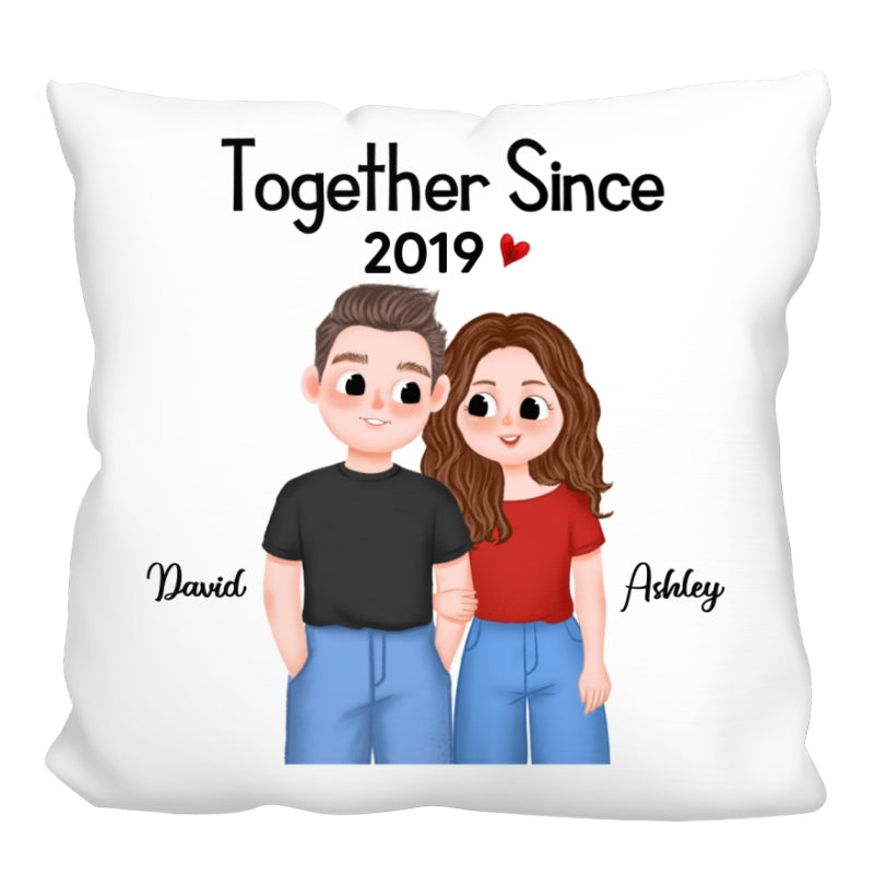 Cute Illustration Couple Together Since Gift For Him For Her Personalized Pillow
