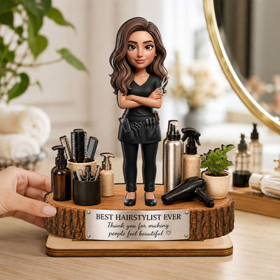 Hairstylist Custom Portrait from Photo - Personalized 2-Layered Wooden Plaque - Gift for Her, Salon Decor Gift