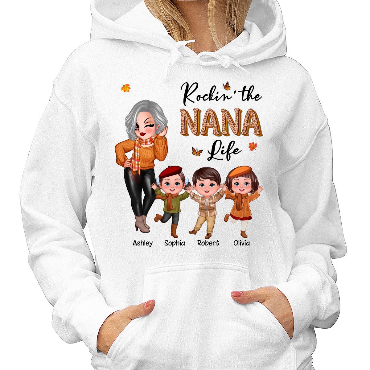 Rockin‘ Nana Life Fall Season Happy Doll Kids Personalized Shirt