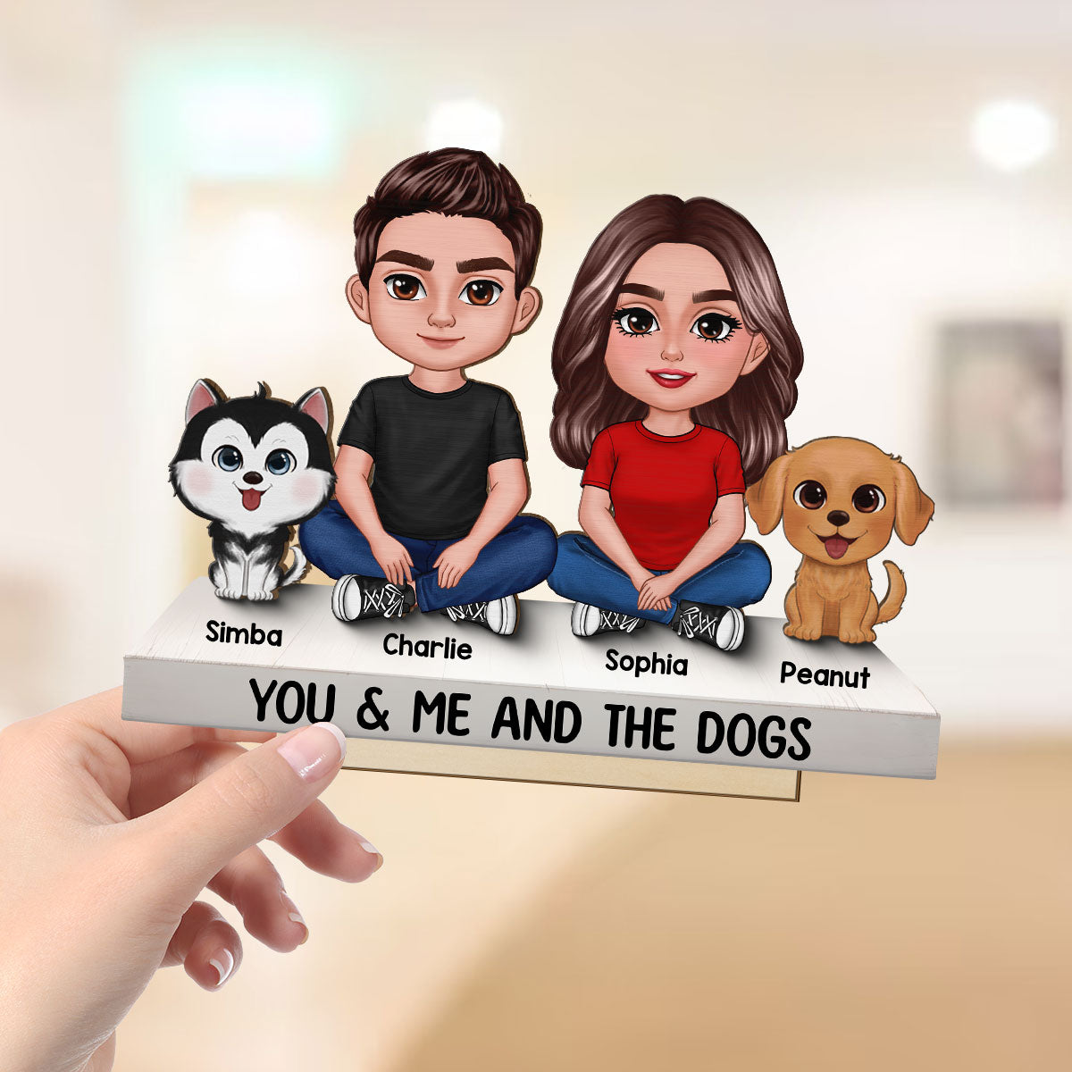 Couple You & Me And The Dogs Cats Personalized 2-Layer Standing Wooden Plaque, Heartfelt Gift Gift For Her, For Wife