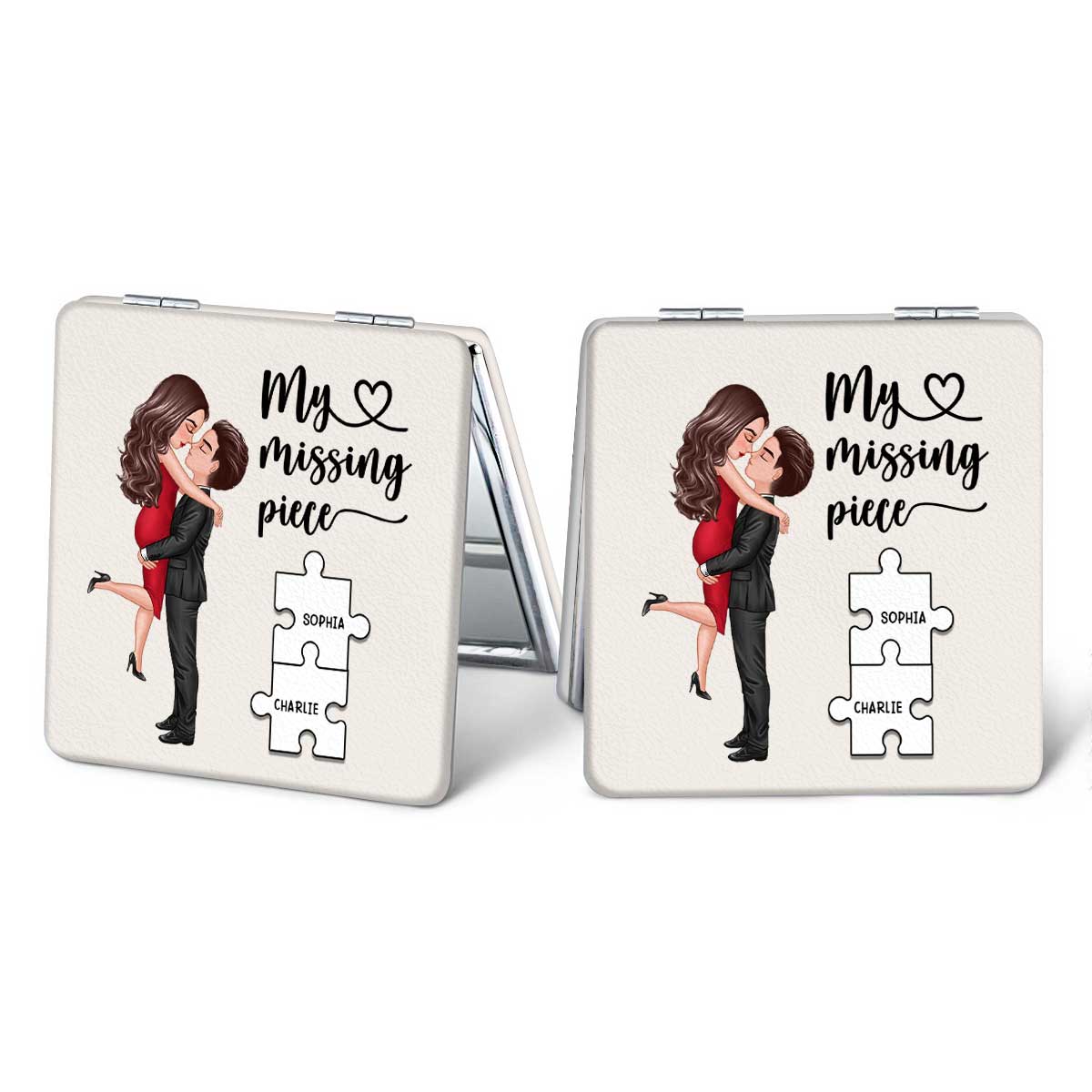 My Missing Piece Gift For Her Personalized Square Compact Mirror