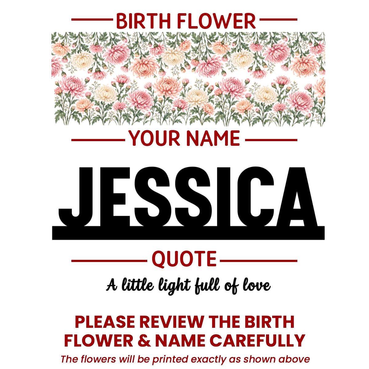 Custom Birth Month Flower - Personalized Acrylic Block Name Night Light - Birthday Gift, Christmas Gift for Daughter, Son, Baby Nursery Decor, Newborn Keepsake Gift