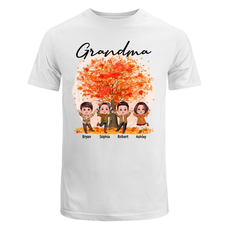 Fall Season Grandma Mom Doll Kids Playing Under Tree Personalized Shirt
