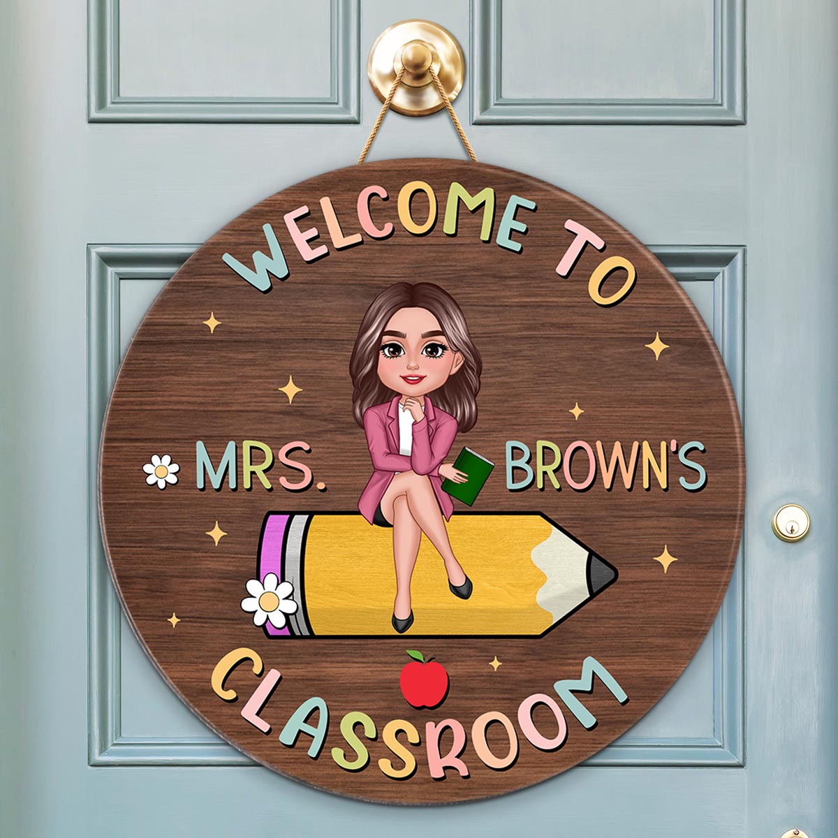 Welcome to Teacher's Classroom Personalized Classroom Sign, Custom Teacher Door Hanger, Back To School, Classroom Decor
