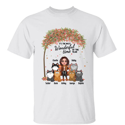 Cat Mom Sitting Under Tree Funny Cats Expressions Personalized Shirt