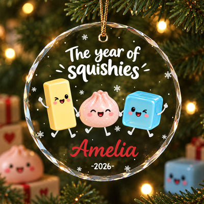The Year Of Squishies 2D Flat - Personalized Glass Ornament - Christmas Gift For Squishy Lovers, Gift for Kids, 2026 Keepsake