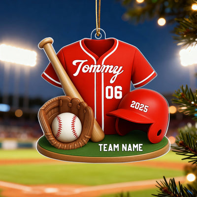 Baseball Custom Jersey 3D Effect - Personalized Acrylic Ornament - Christmas Gift for Son, Daughter, Grandkids