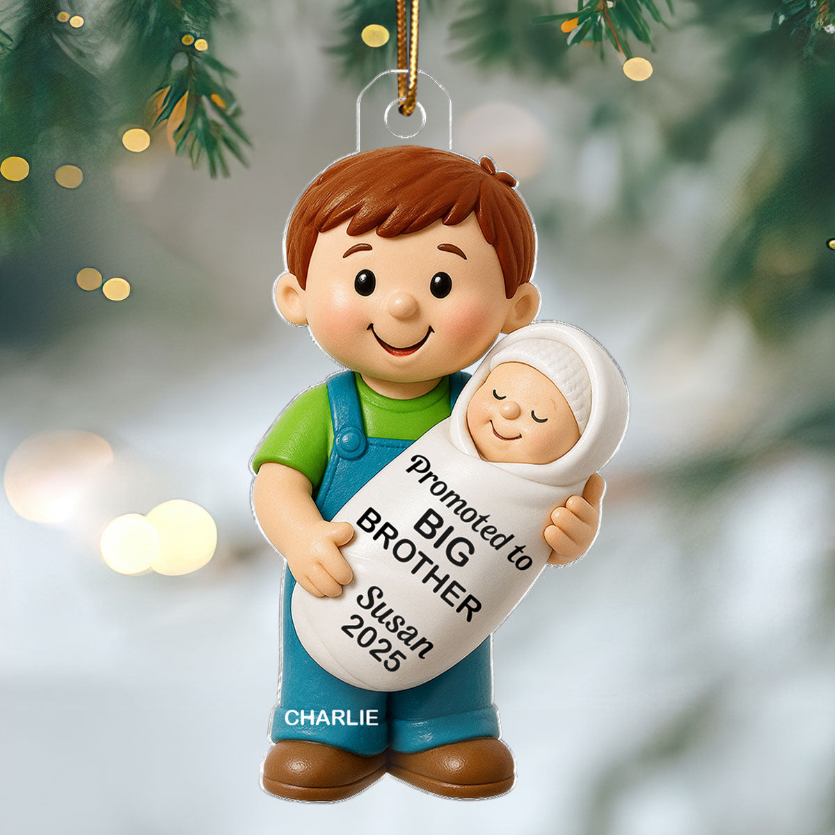 Promoted To Big Sister Big Brother Personalized Acrylic Ornament, New Big Brother, New Big Sister Gift