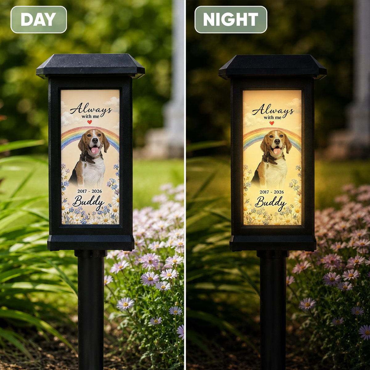 Custom Pet Memorial Photo - Personalized Solar Garden Light - Custom Dog Cat Garden Stake, Sympathy Gift