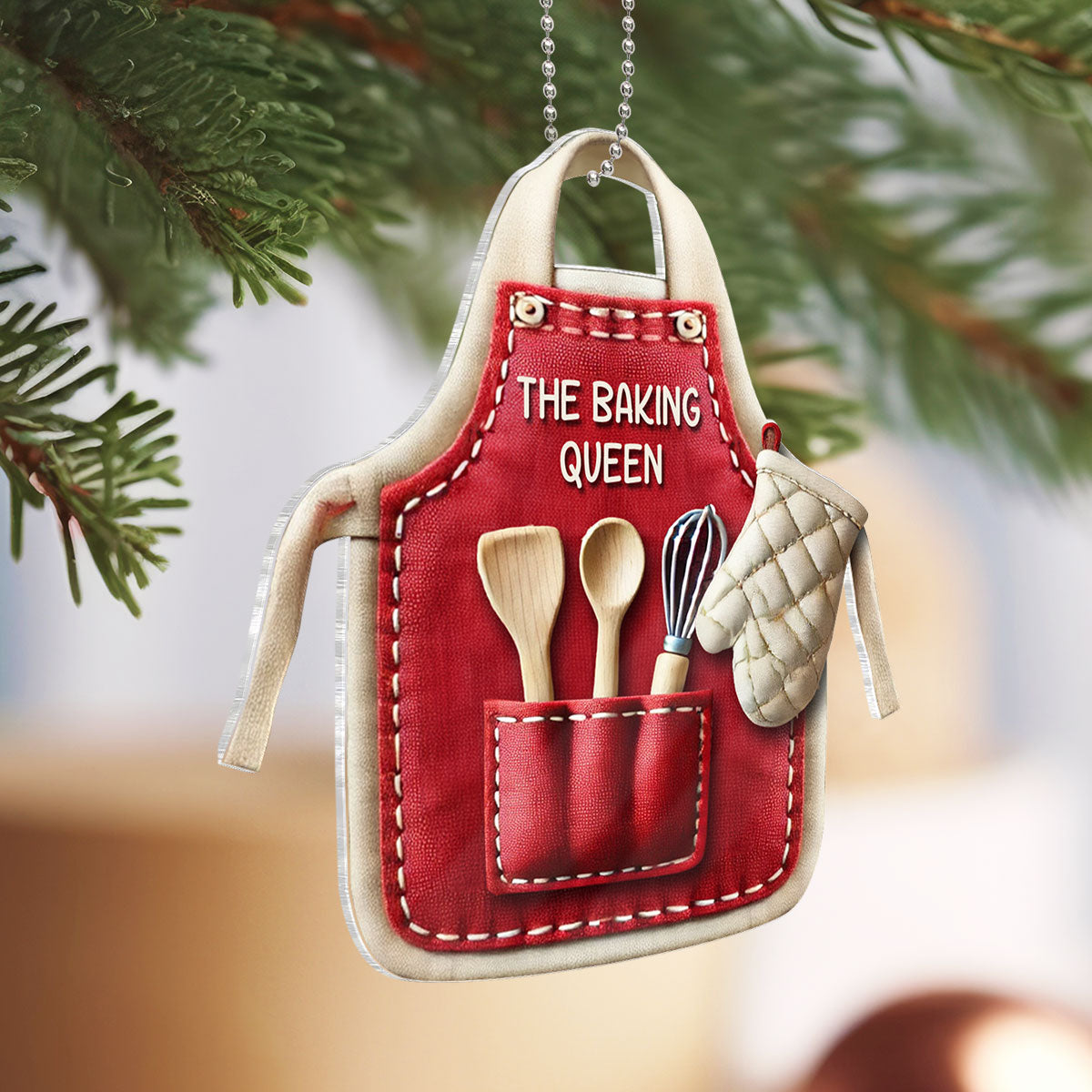 Cute Christmas Holiday Pastry Chef Bakers Apron Personalized Ornament, Grandma Baking Queen, Christmas Gift For Grandma