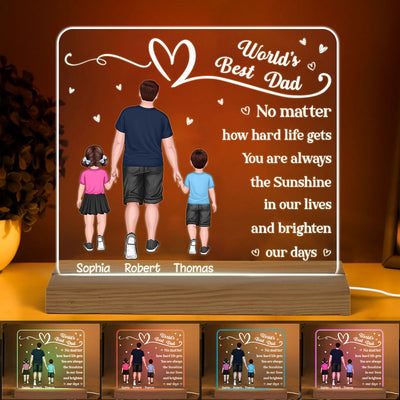 World‘s Best Dad Standing Dad Kids Personalized Acrylic Custom Shape LED Night Light