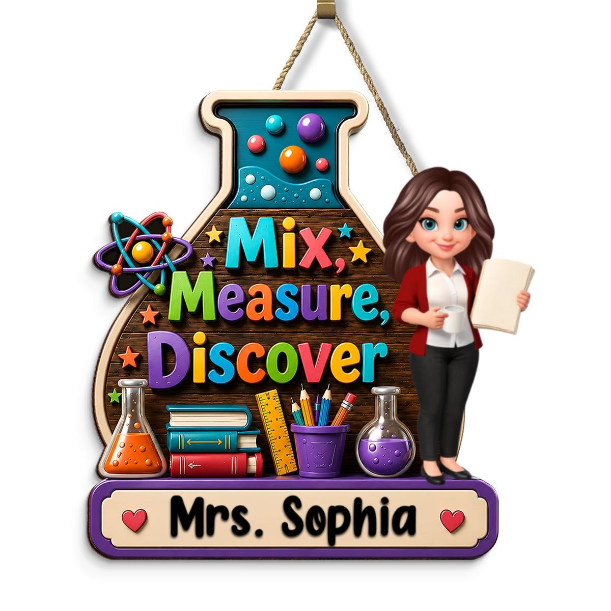 Mix Measure Discover Classroom - Personalized Wood Sign - Back To School Gift For Teacher, Classroom Decor