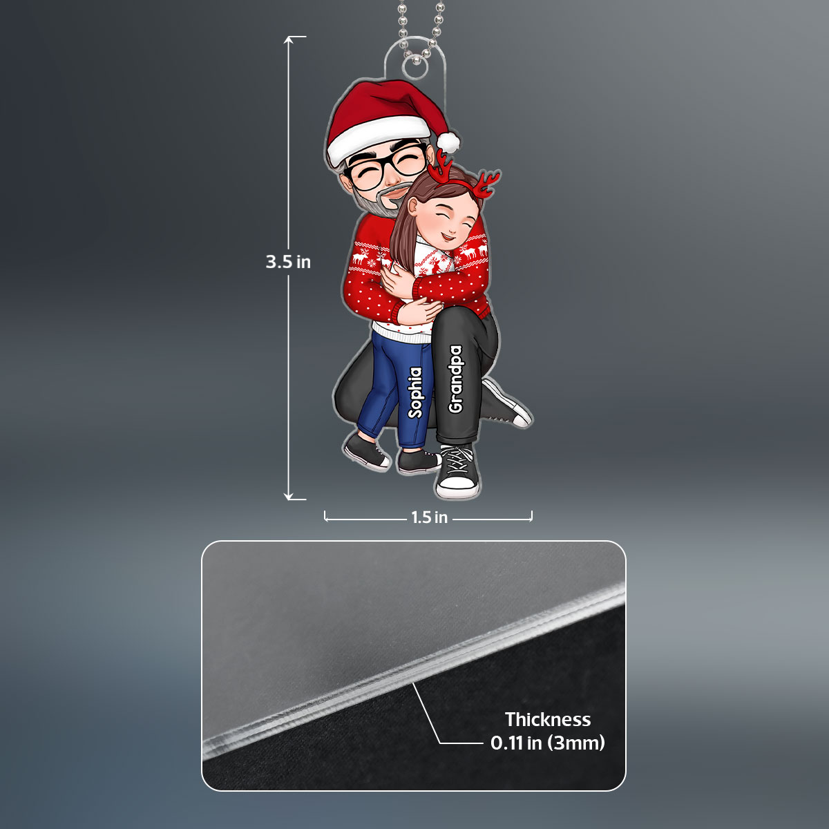 Cute Grandpa Hugging GrandKid Christmas Gift For Granddaughter Grandson Personalized Acrylic Ornament