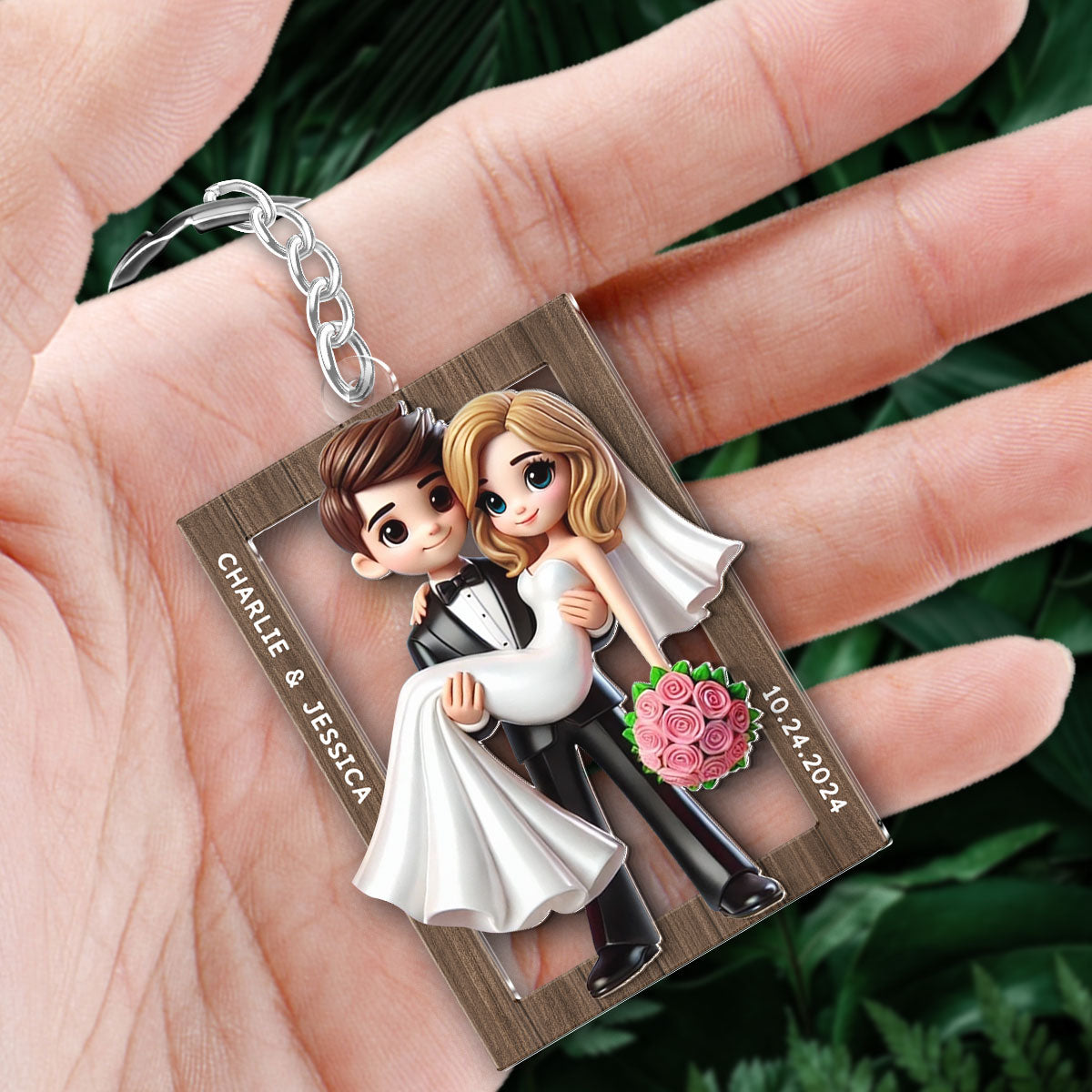 3D Effect Personalized Mr Mrs Married Couple Personalized 2-Layered Acrylic Keychain, Gift for him, Gift for her