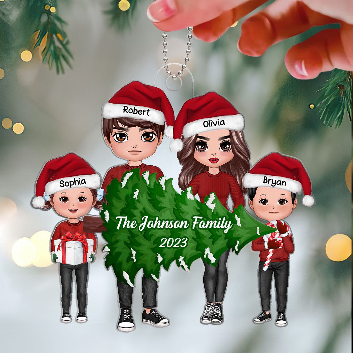 Family Decorating Tree Together Personalized Acrylic Ornament