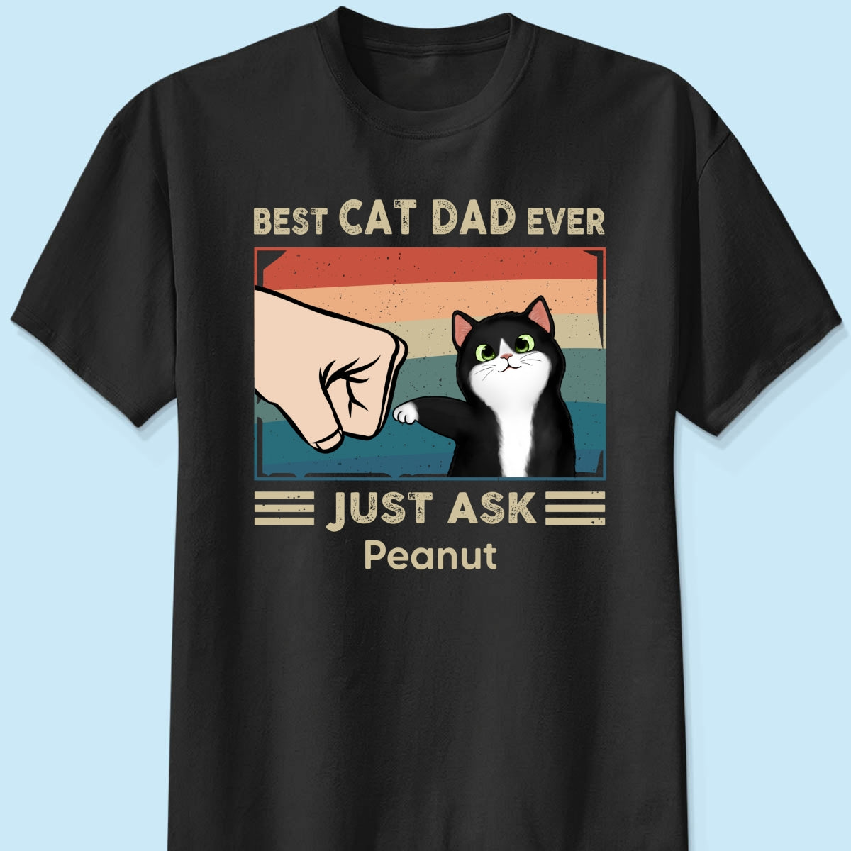 Best Cat Dad Ever Just Ask Fluffy Cats Retro Personalized Shirt
