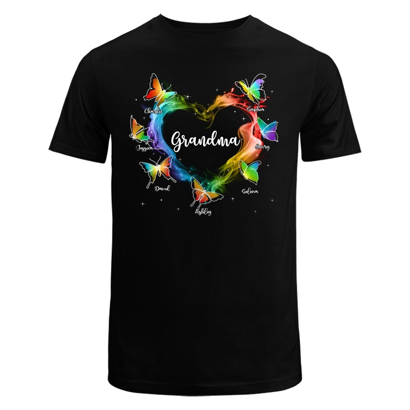 Grandma Mom Colorful Smoke Heart Butterflies Personalized Shirt