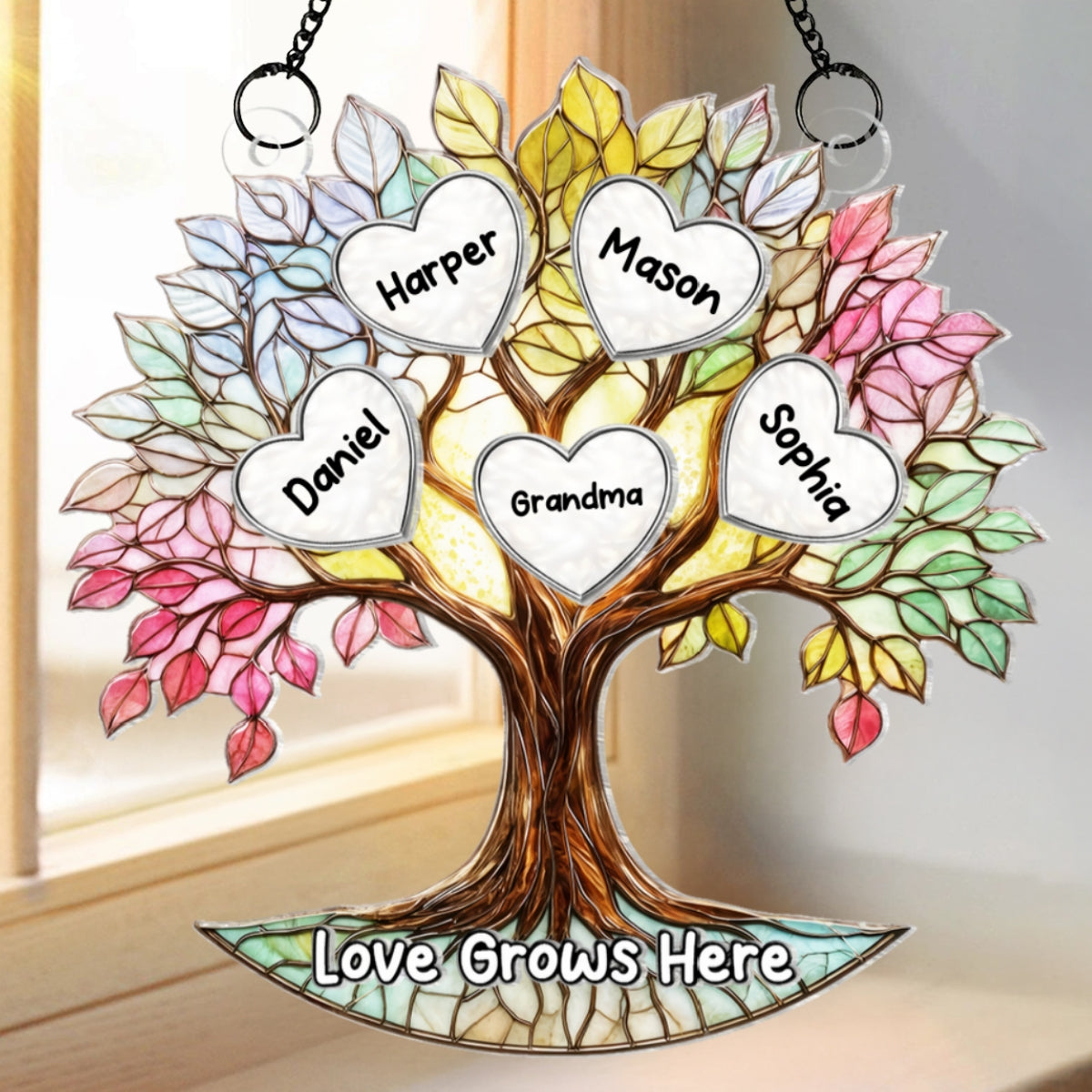 Grandkids Heart Grandma Tree Of Life - Personalized Suncatcher - Mother's Day Gift For Grandma