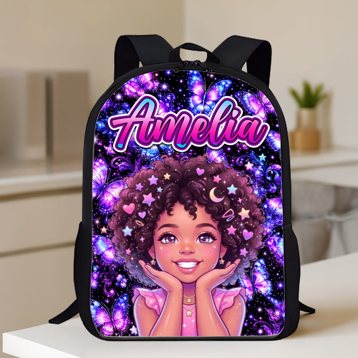 Girls Backpack Butterfly Custom Photo - Personalized Backpack - Back To School Gift, Gift For Kids