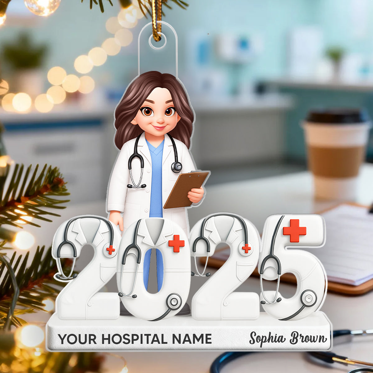 Doctor 2025 3D Effect - Personalized Acrylic Ornament - Christmas Gift for Doctors