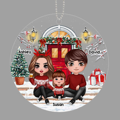 Christmas Family Front Porch Personalized Acrylic Ornament