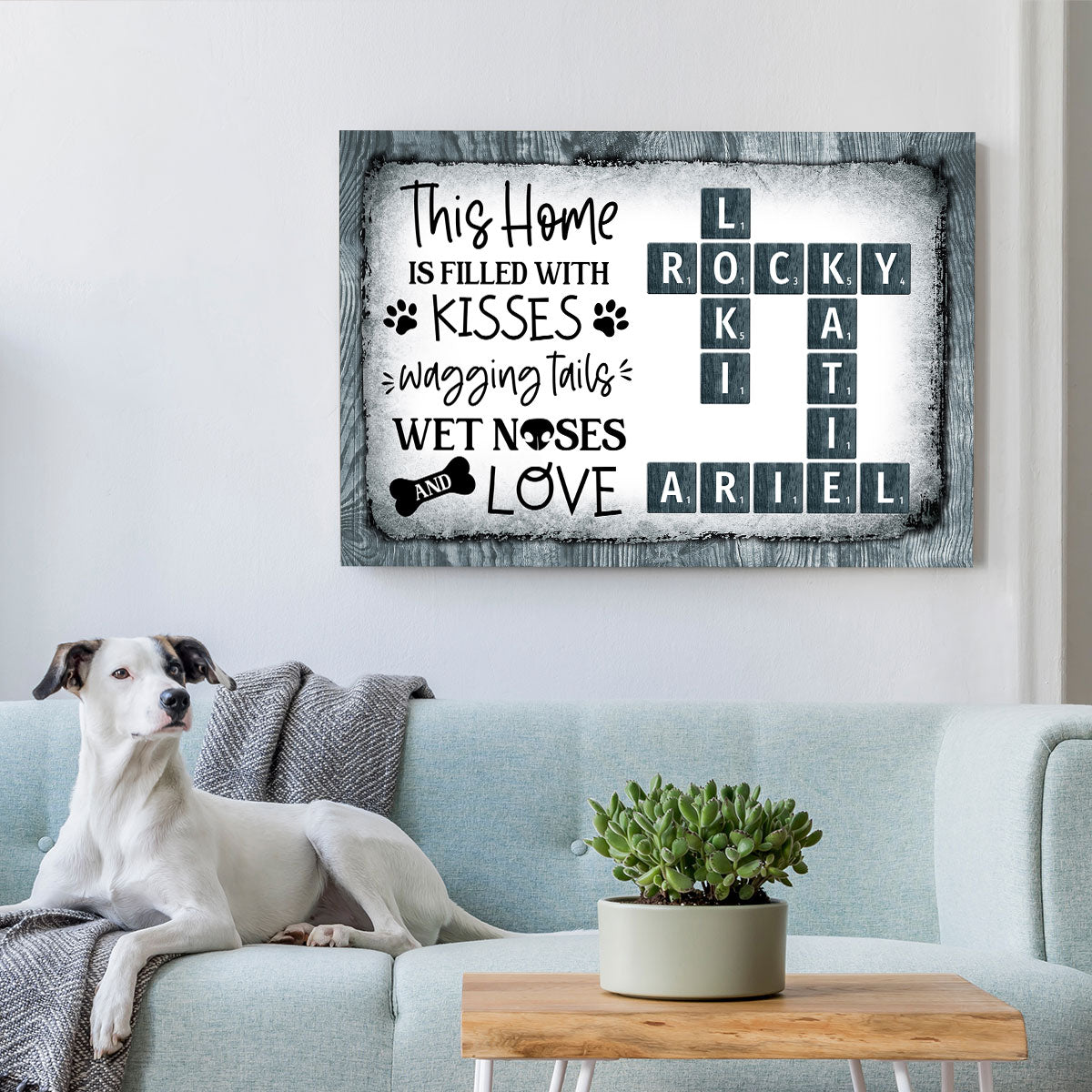 This Home Filled With Kisses Wagging Tails Dog Lover Crossword Puzzle Wall Art Personalized Poster