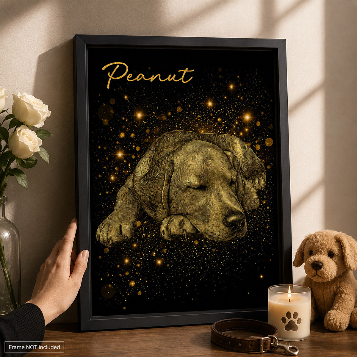 Golden Pet Memorial - Personalized Poster - Pet Loss Tribute Thoughtful Memorial from Photo