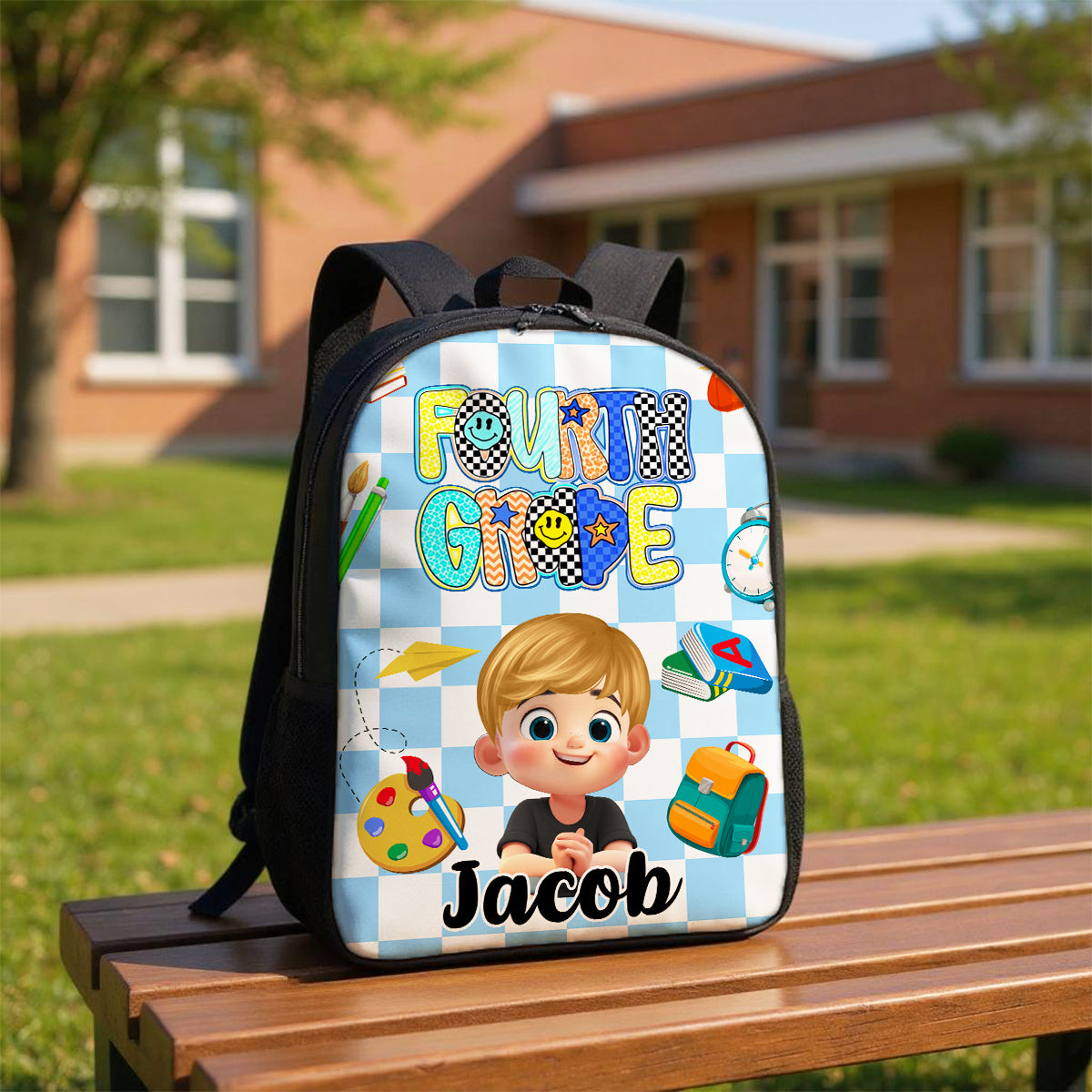 Preppy Back to School Personalized Backpack, Kid's Backpack for School