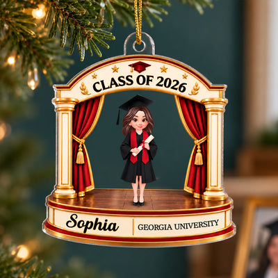 Senior Graduation On Stage 2D Flat - Personalized Acrylic Ornament - Christmas Gift for Senior, Class of 2026, 2027