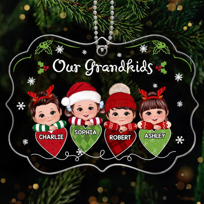 Our Grandkids Christmas Hearts String Personalized Acrylic Ornament