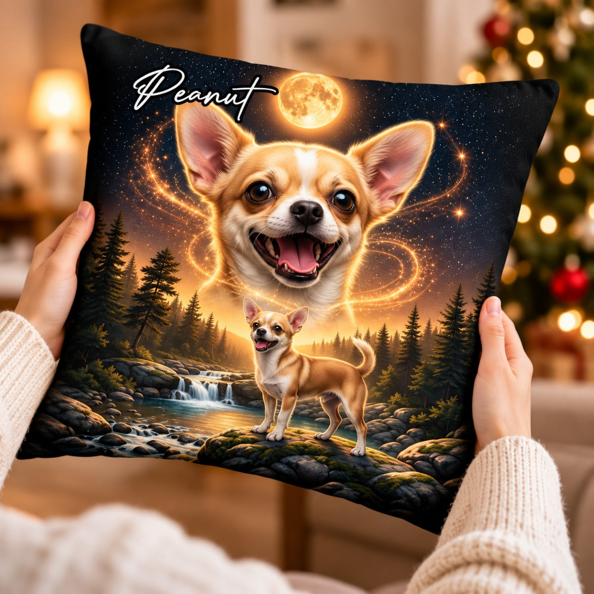 Dog Howling to the Moon - Personalized Pillow - Gift for Dog, Cat Lovers, Pet Memorial Gift
