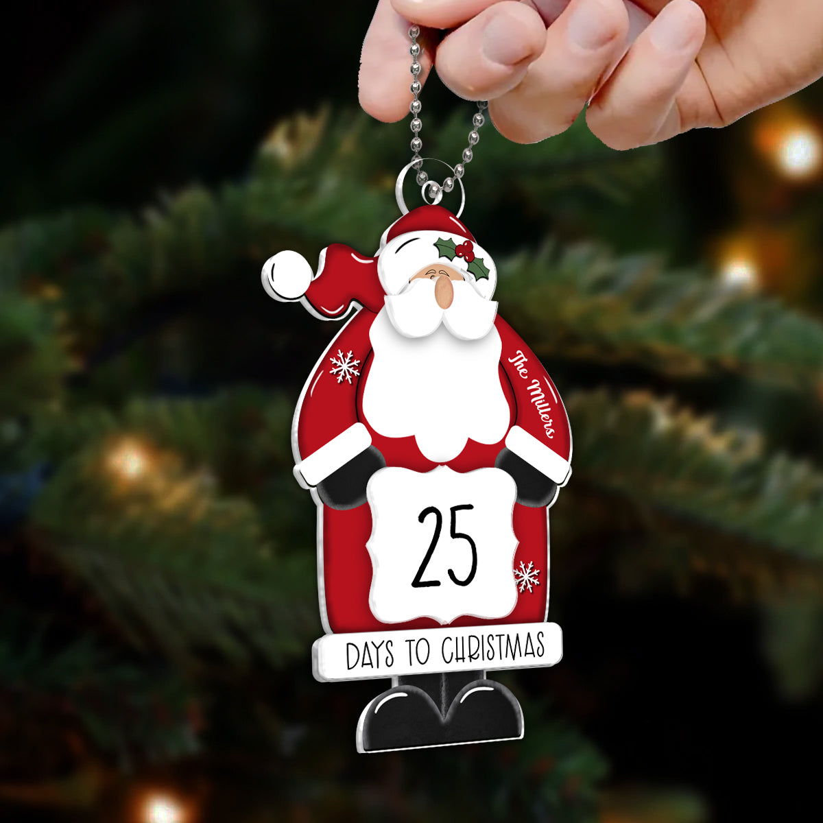 Santa Countdown Days To Christmas Personalized 2-Layer Acrylic Ornament