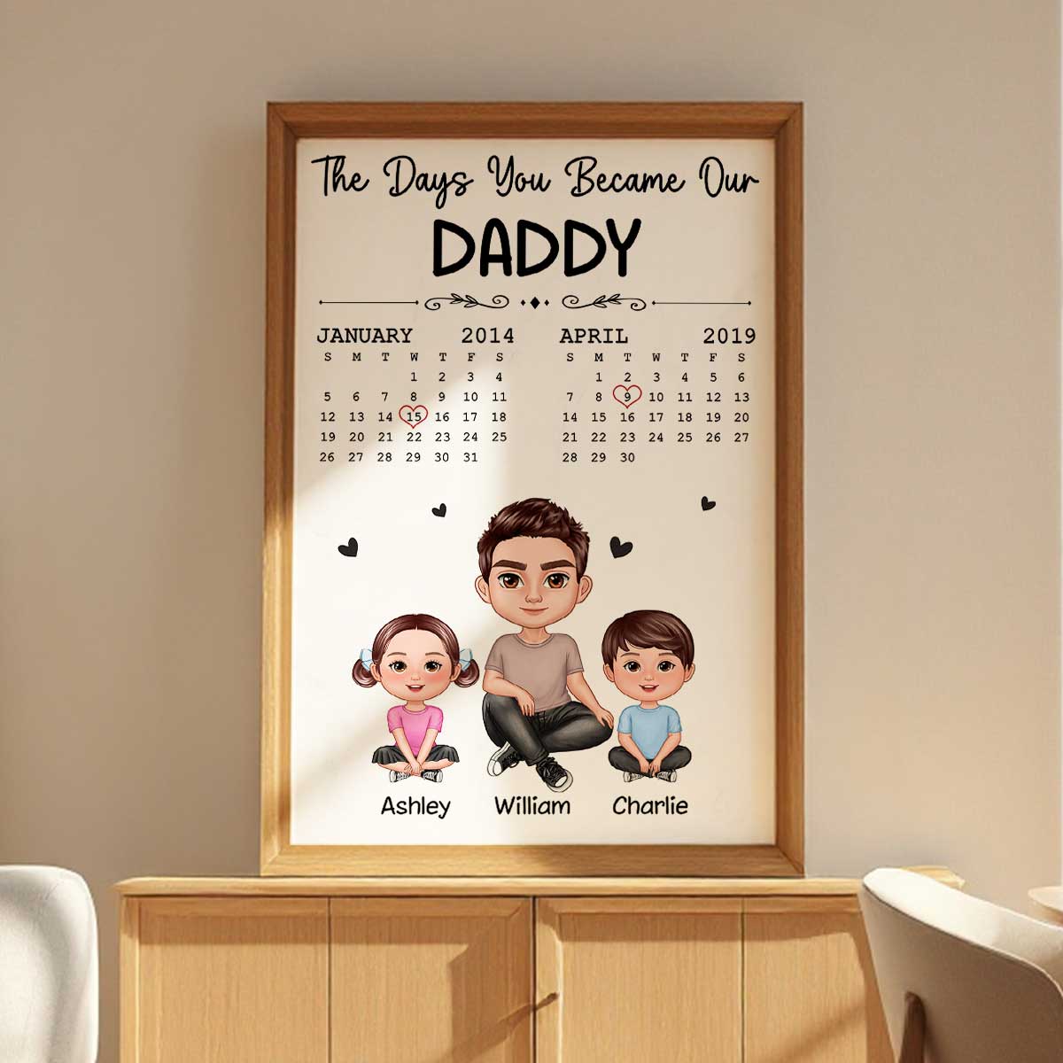 The Days You Became Our Dad Man & Doll Kids Personalized Poster, Gift For Dad