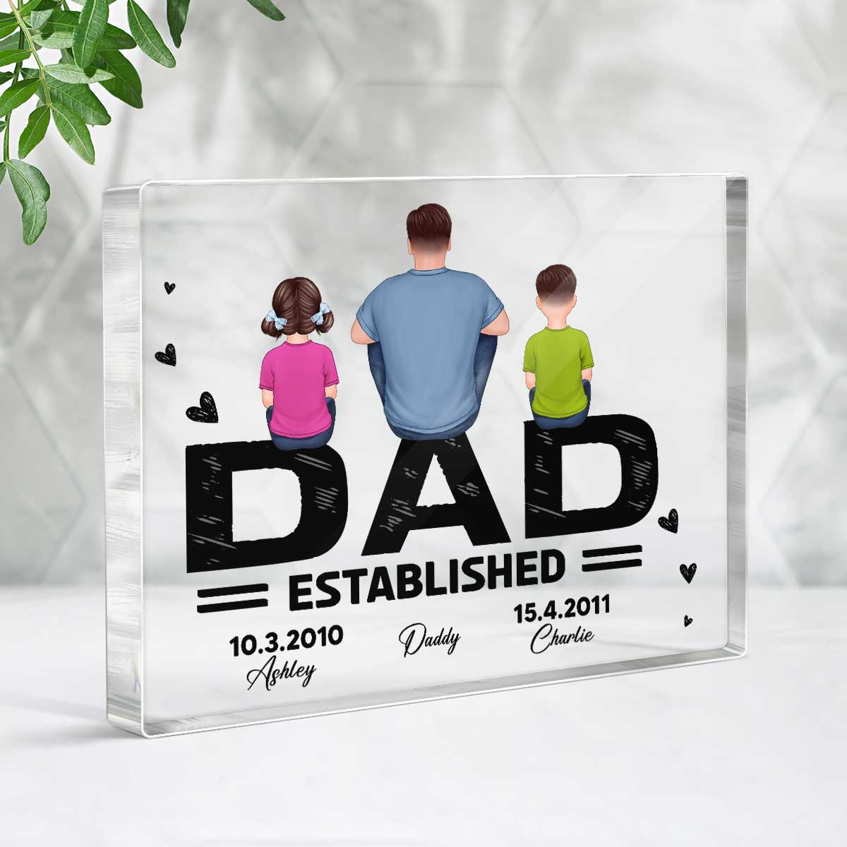 Dad Established Father‘s Day Gift Personalized Rectangle Acrylic Block Plaque