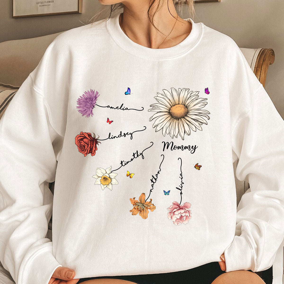 Grandma Mom Birth Flowers Personalized Shirt, Gift for Moms, for Grandmas