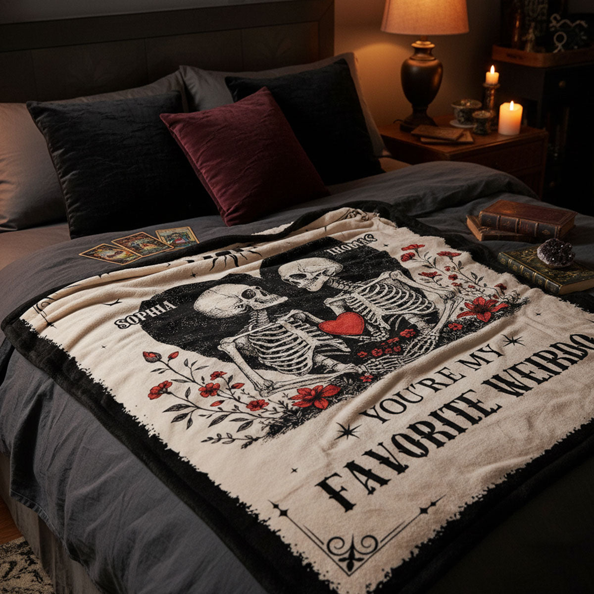 Skull Couple You're My Weirdo Gothic Quirky - Personalized Blanket - Unique Valentine's Day Gift, Anniversary Gift For Couple, For Him, For Her