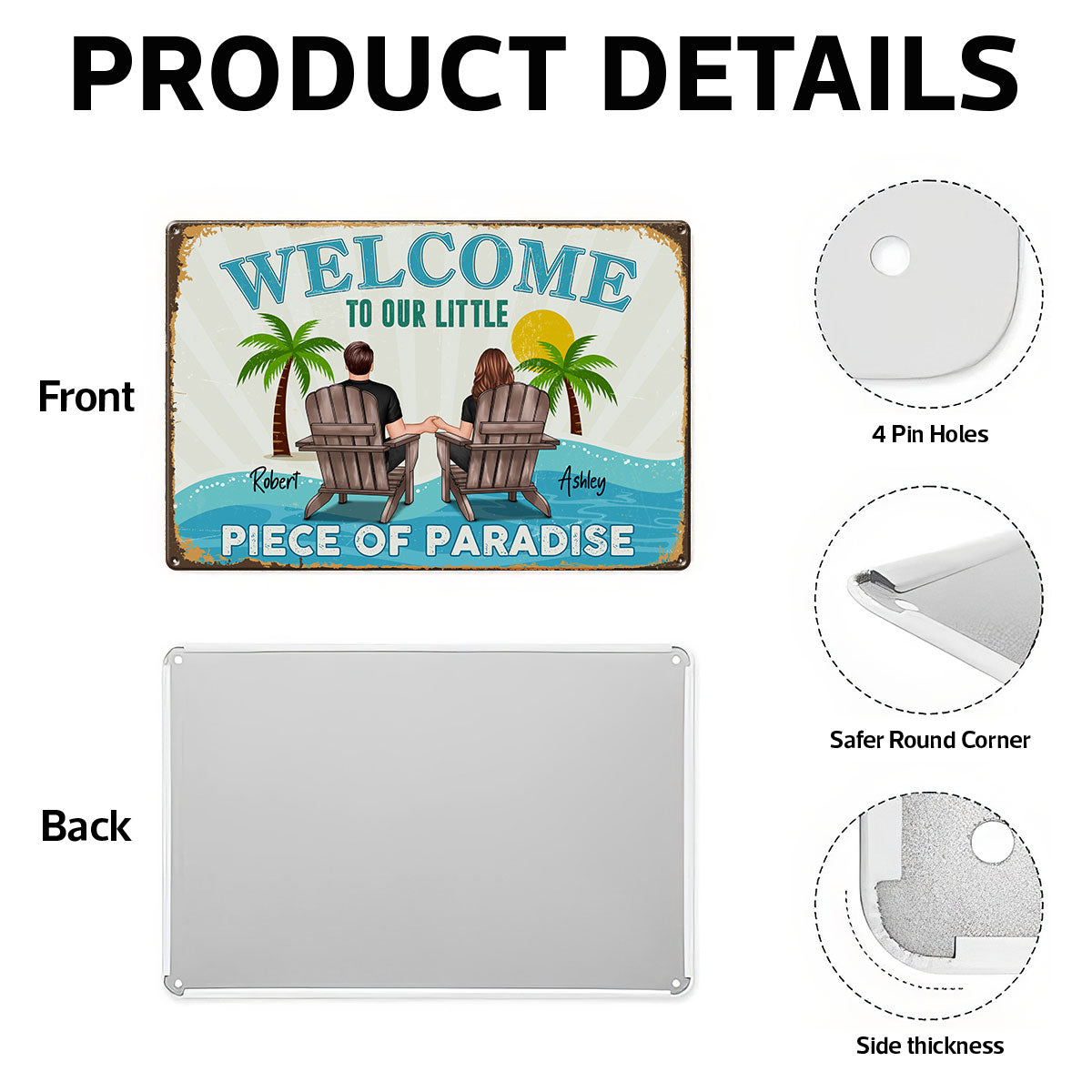 Couple Welcome To Our Little Piece of Paradise Personalized Metal Sign