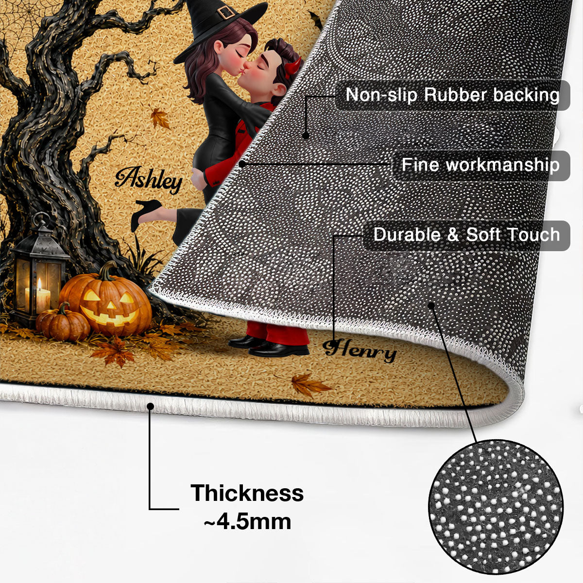 Wicked Witch And Handsome Devil Live Here - Personalized Doormat - Halloween Decor For Couple