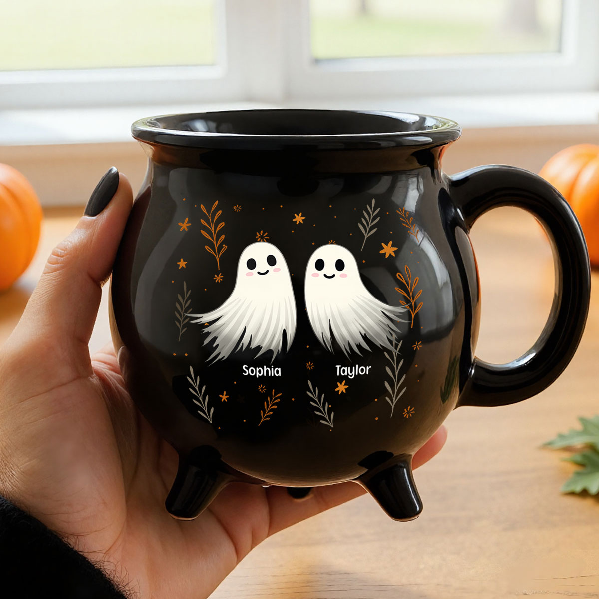 Halloween Ghost Friends Besties Personalized Ceramic Cauldron Mug