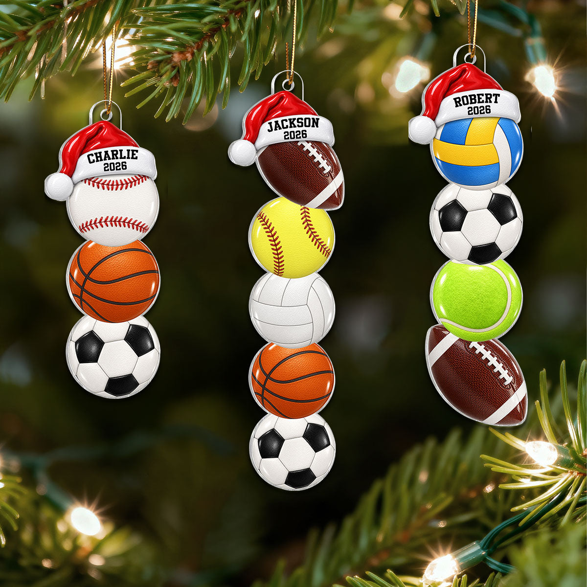 Custom Multiple Sports Player Name - Personalized Acrylic Ornament - Christmas Gift For Kid, Teen, Soccer, Basketball, Baseball, Softball, Football, Volleyball Athlete, Players, Lovers