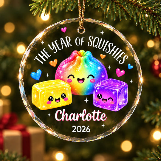 The Year of Squishies - Personalized Glass Ornament - Christmas Gift for Daughters, Sons, Grandkids
