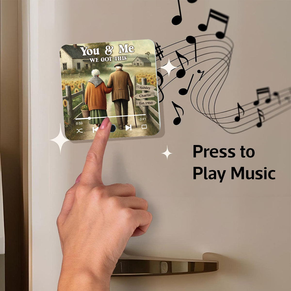 Eternal Love Couple Growing Old Together Personalized Bluetooth Music Fridge Magnet, Heartfelt 2025  Gift For Couple, For Him, For Her, Boyfriend, Girlfriend, Husband, Wife